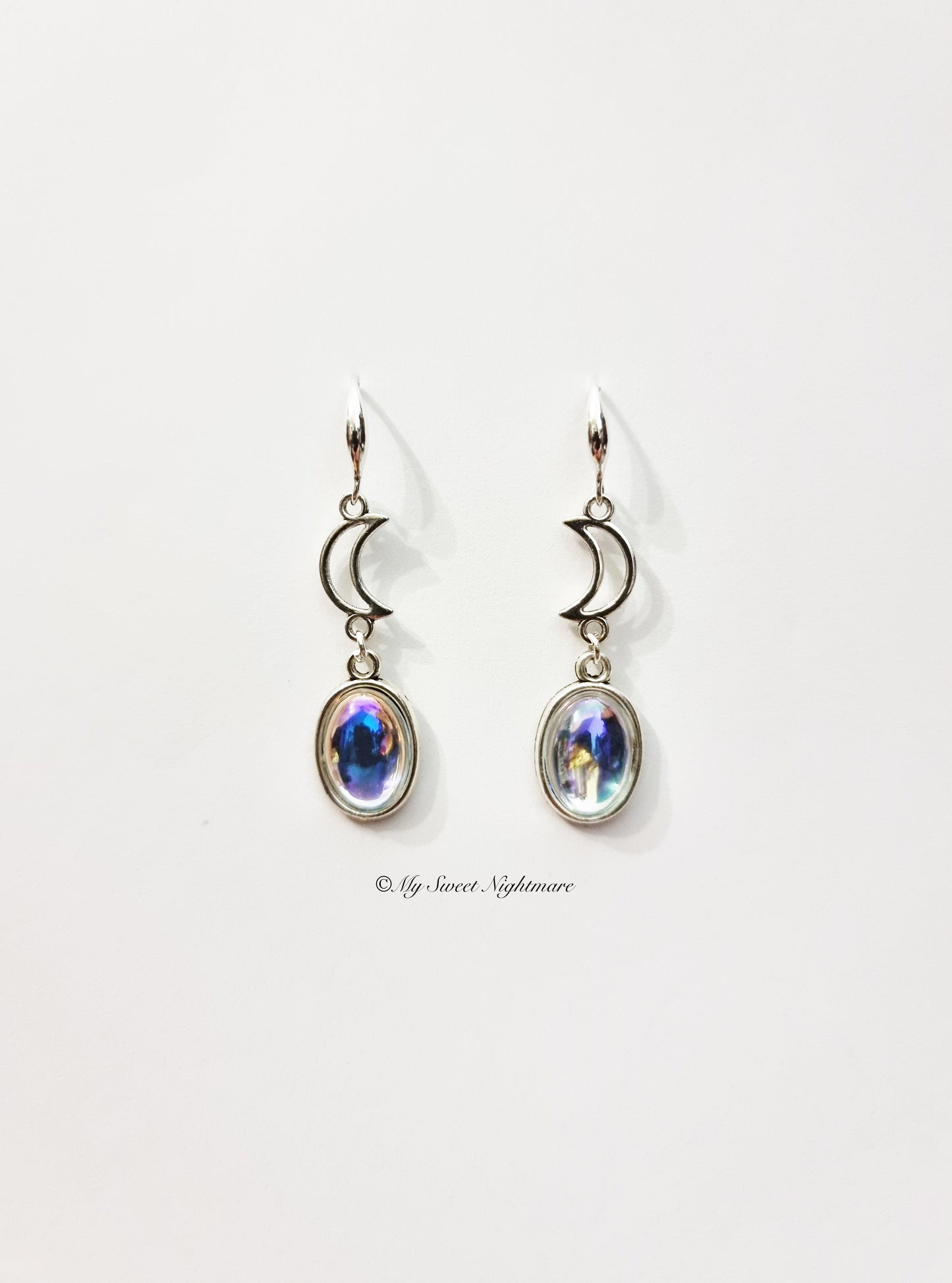 Rainbow Earrings with Hanging Moons