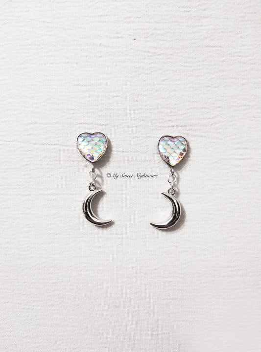 Orecchini lune e cuori mermaid