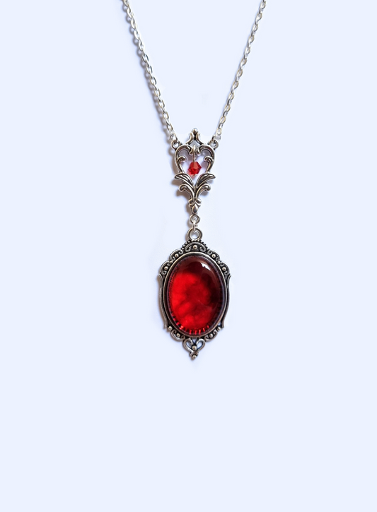"DRUSILLA" Collana Gotico Vittoriana con Cabochon effetto Sangue