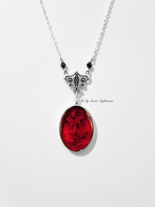"LAMIA" Collana Gotica con Cabochon effetto Sangue