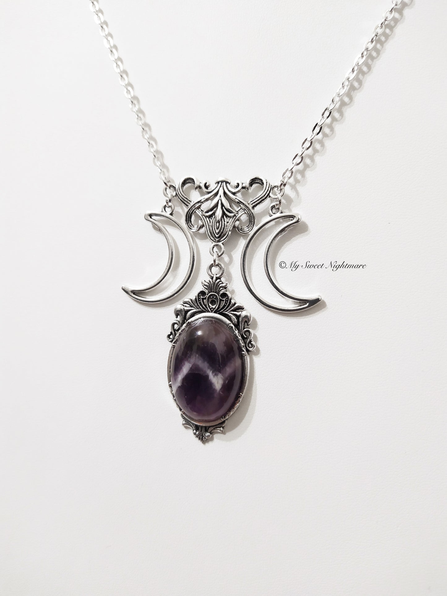 Amethyst Triple Moon Necklace
