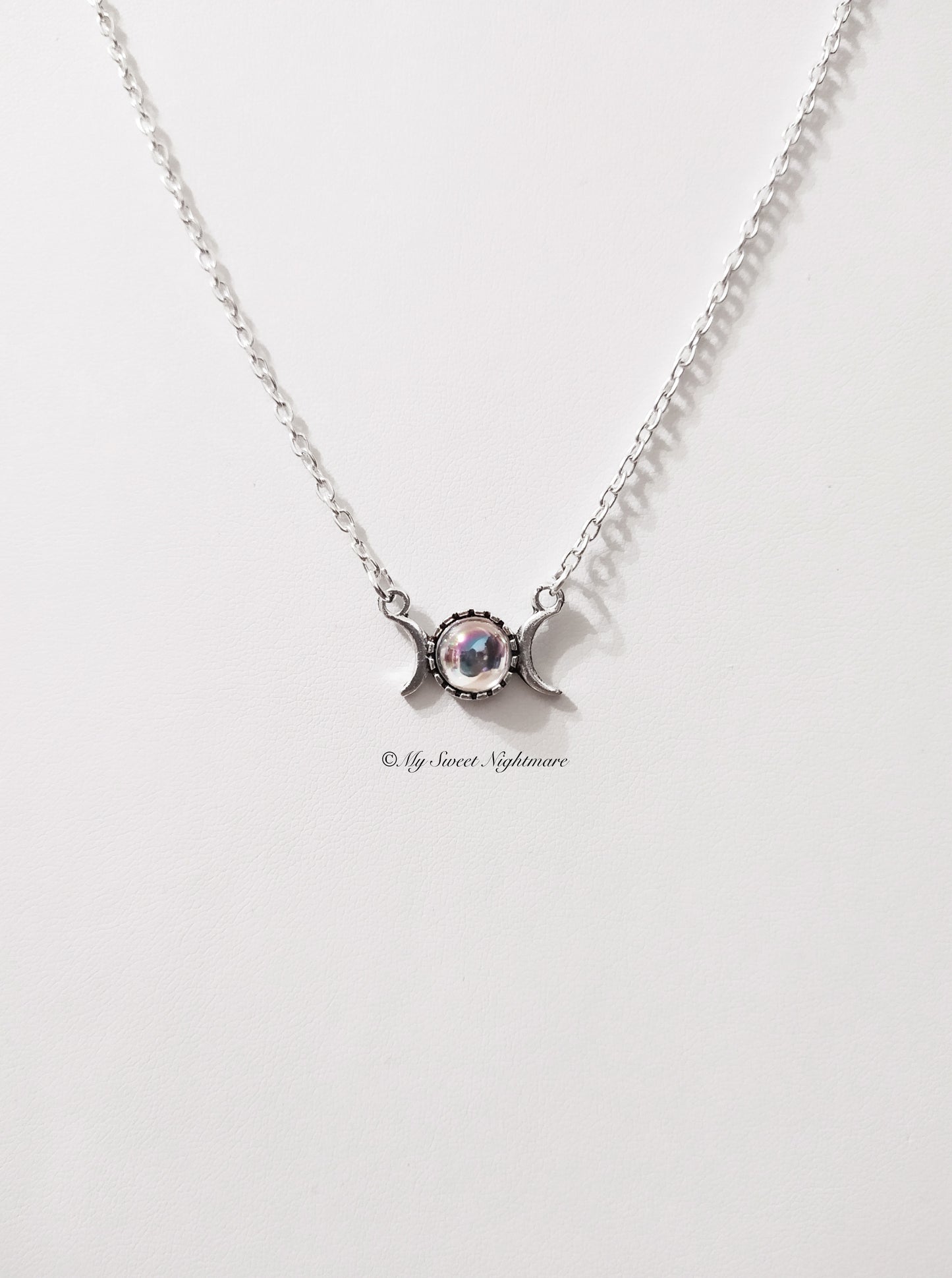 Minimal Rainbow Triple Moon Necklace