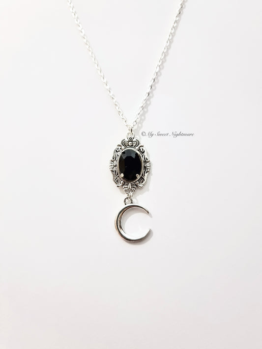 Ciondolo vittoriano con Luna crescente e Cristallo Nero