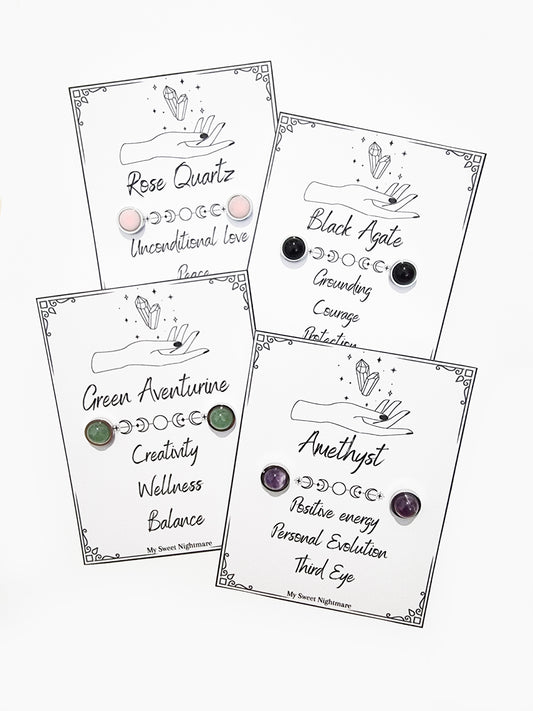 Earrings with natural crystals and stainless steel